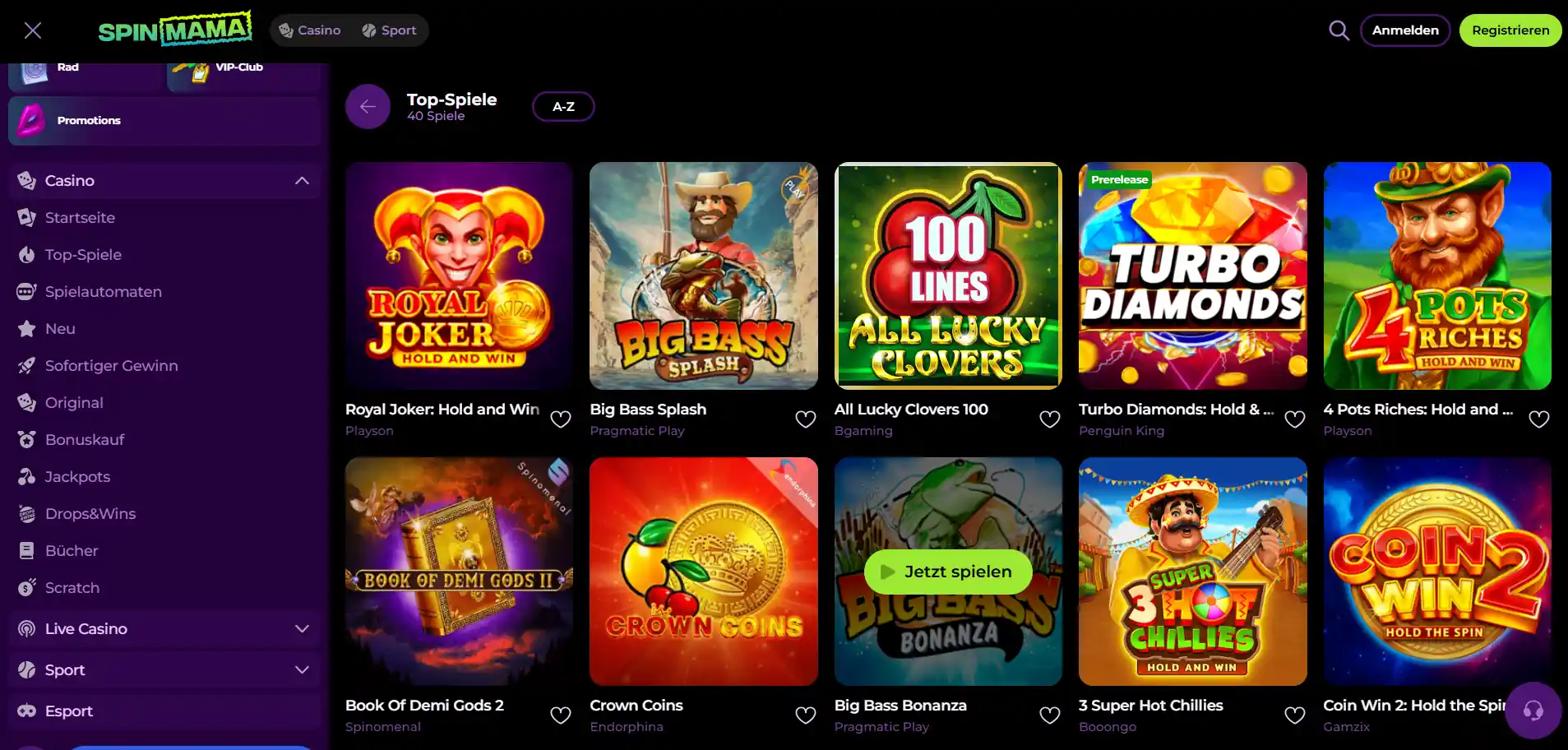 Spinmama Casino-Spiele